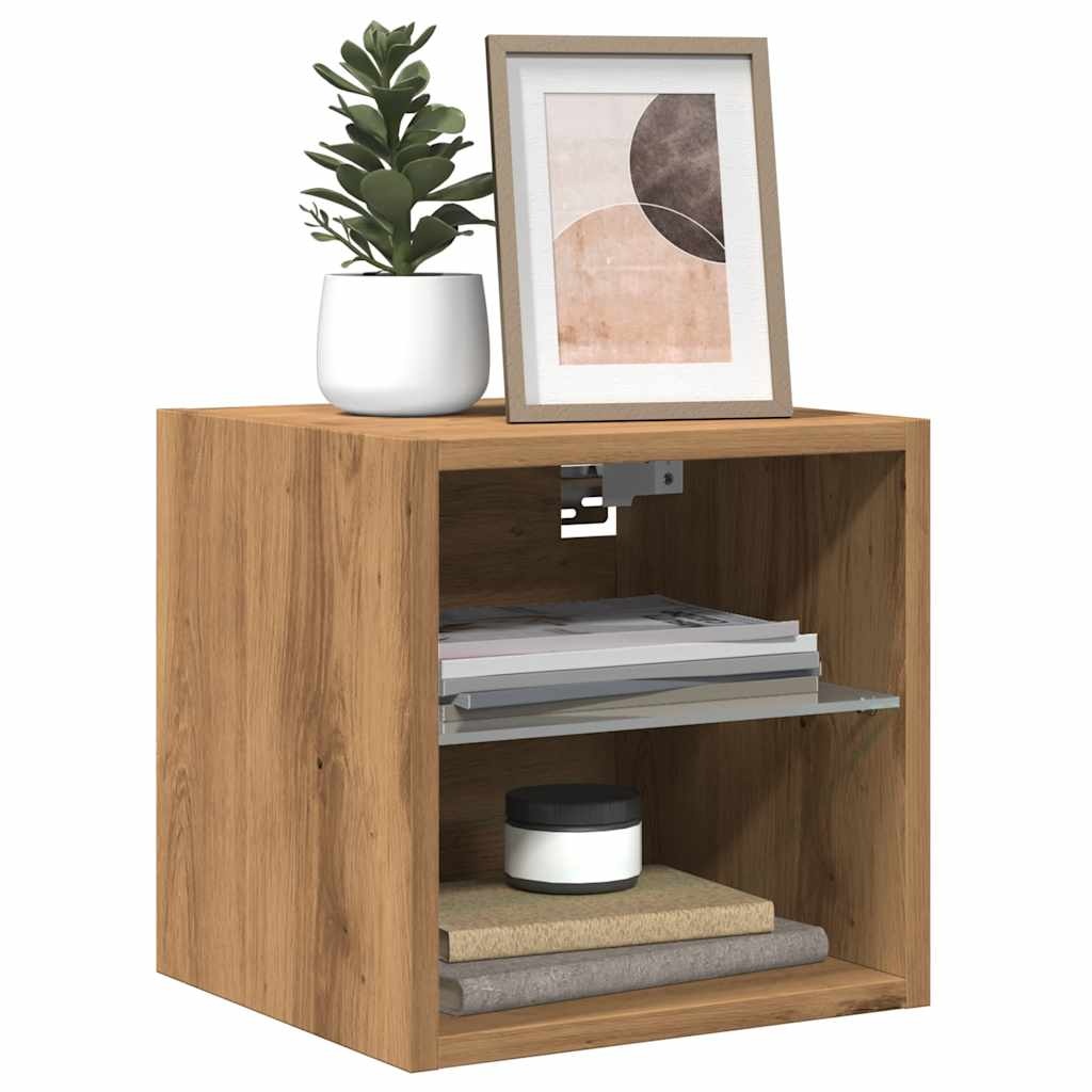vidaXL Tv-wandmeubel met LED-verlichting 30x28,5x30cm artisanaal eiken