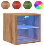 vidaXL Tv-wandmeubel met LED-verlichting 30x28,5x30cm artisanaal eiken