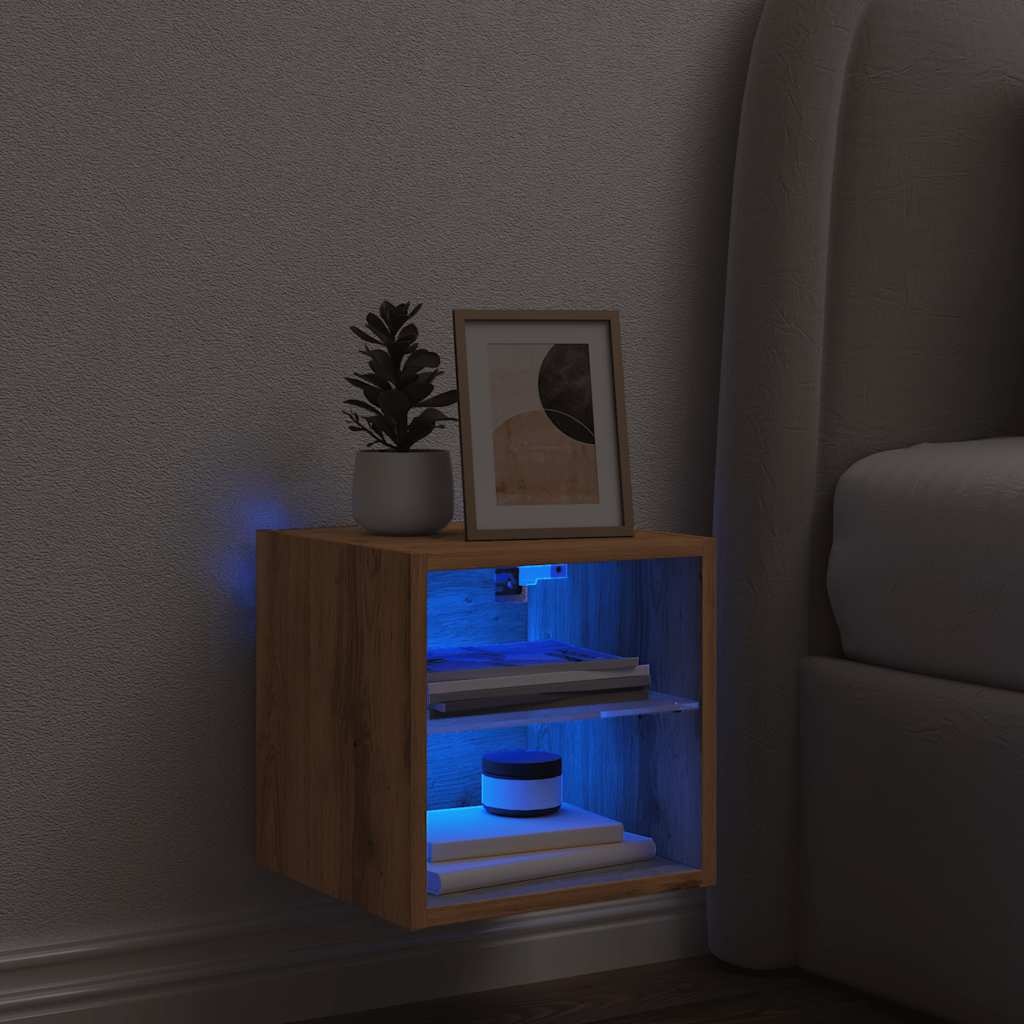 vidaXL Tv-wandmeubel met LED-verlichting 30x28,5x30cm artisanaal eiken