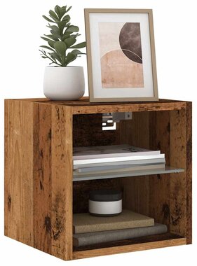 vidaXL Tv-wandmeubels met LED-verlichting 2 st 30x28,5x30 cm oud hout