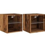 vidaXL Tv-wandmeubels met LED-verlichting 2 st 30x28,5x30 cm oud hout