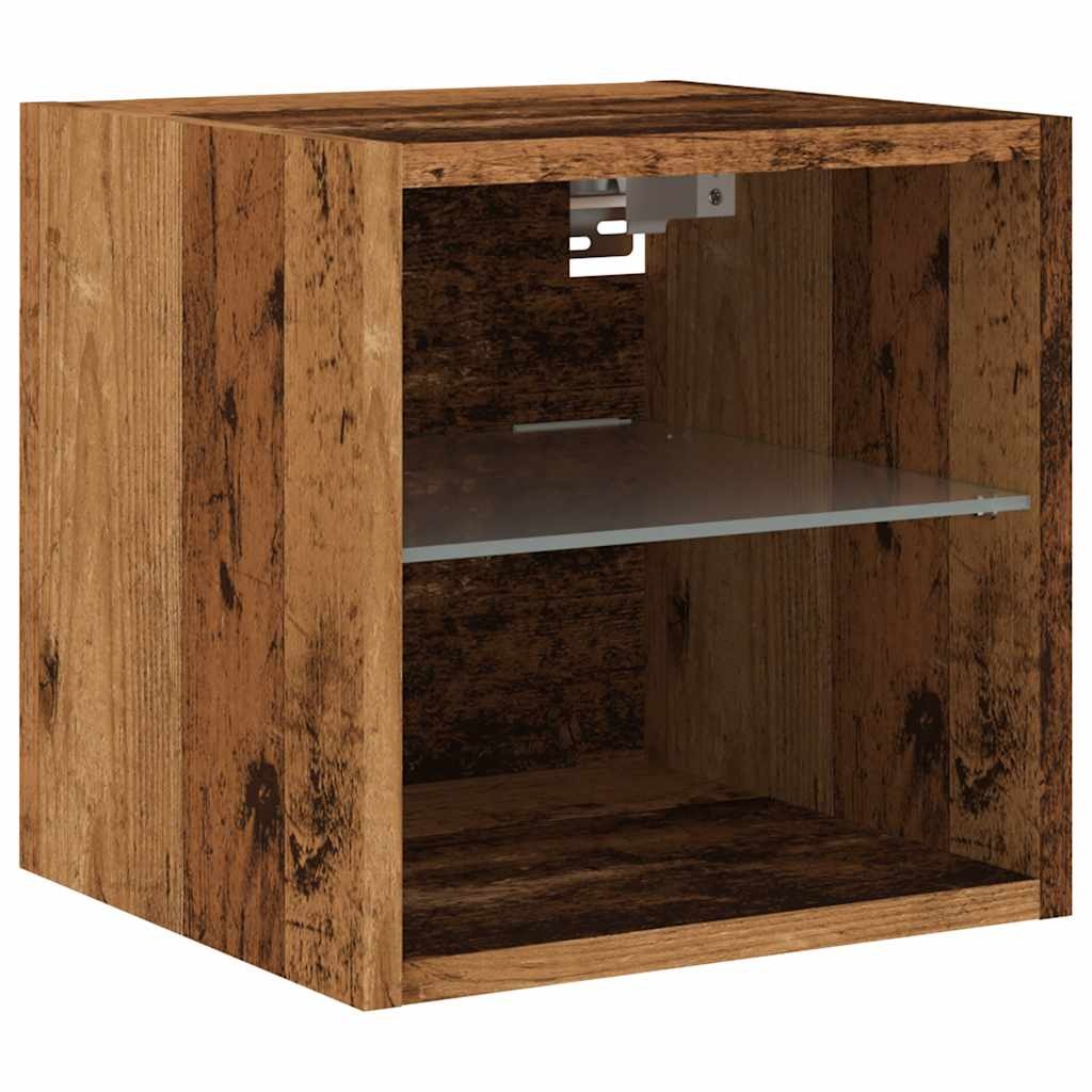 vidaXL Tv-wandmeubel met LED-verlichting 30x28,5x30 cm oud houtkleurig