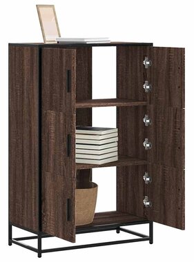 VidaXL Hoge kast 68x35x106,5cm bewerkt hout en metaal bruin eikenkleur