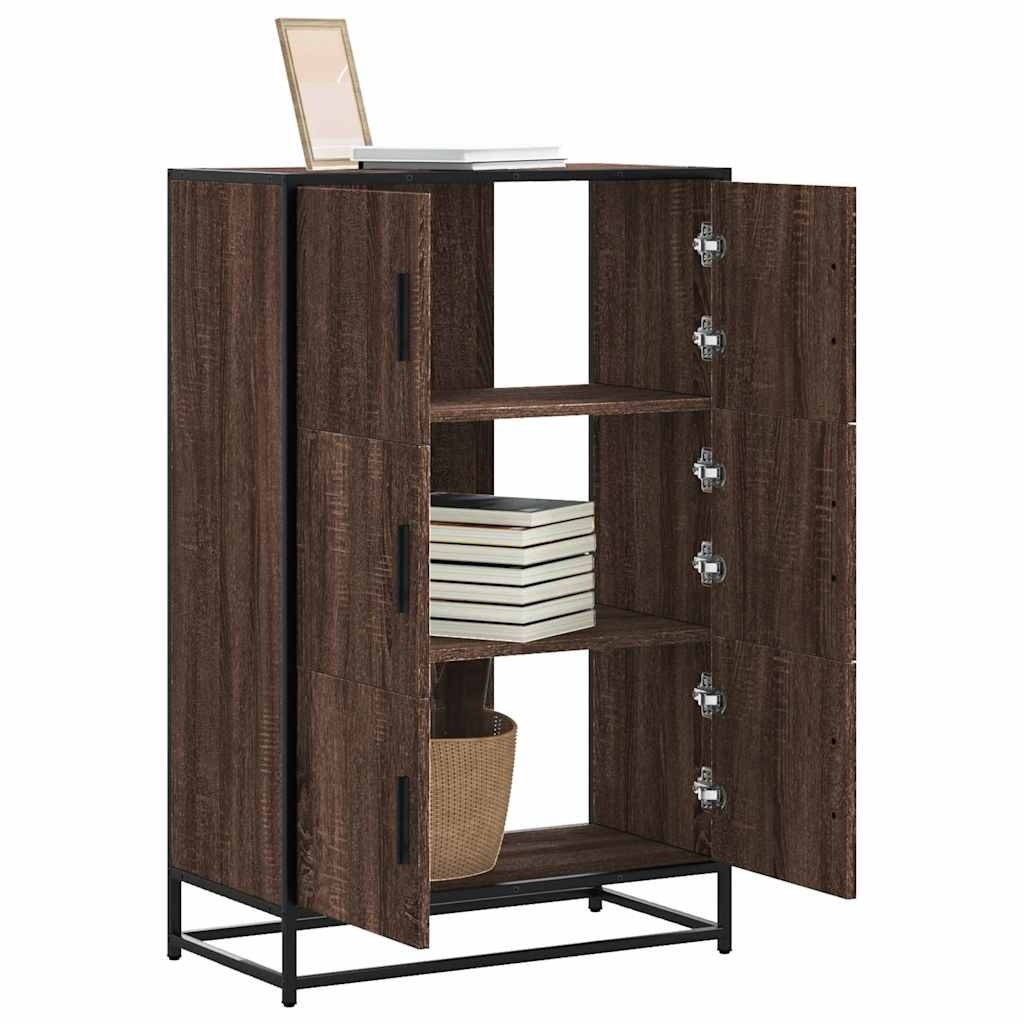 vidaXL Hoge kast 68x35x106,5cm bewerkt hout en metaal bruin eikenkleur