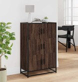 vidaXL Hoge kast 68x35x106,5cm bewerkt hout en metaal bruin eikenkleur