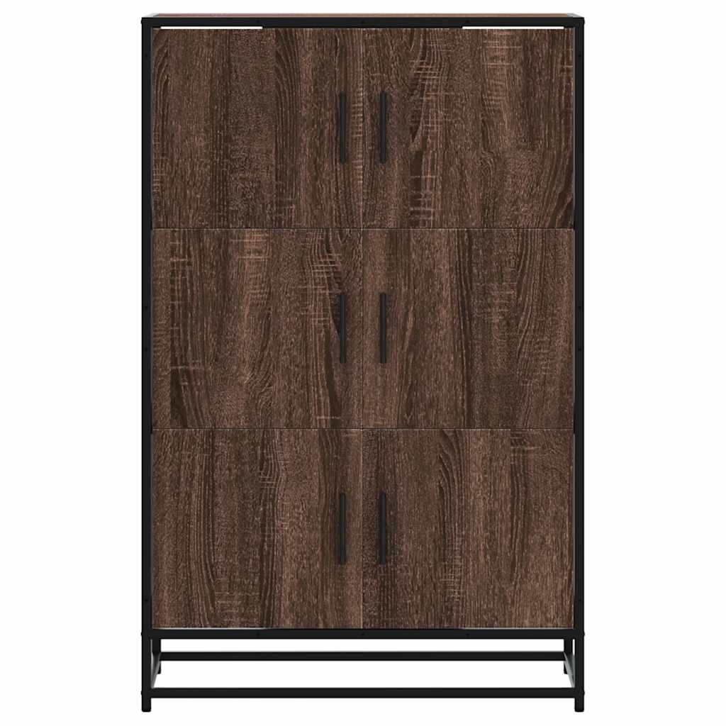vidaXL Hoge kast 68x35x106,5cm bewerkt hout en metaal bruin eikenkleur