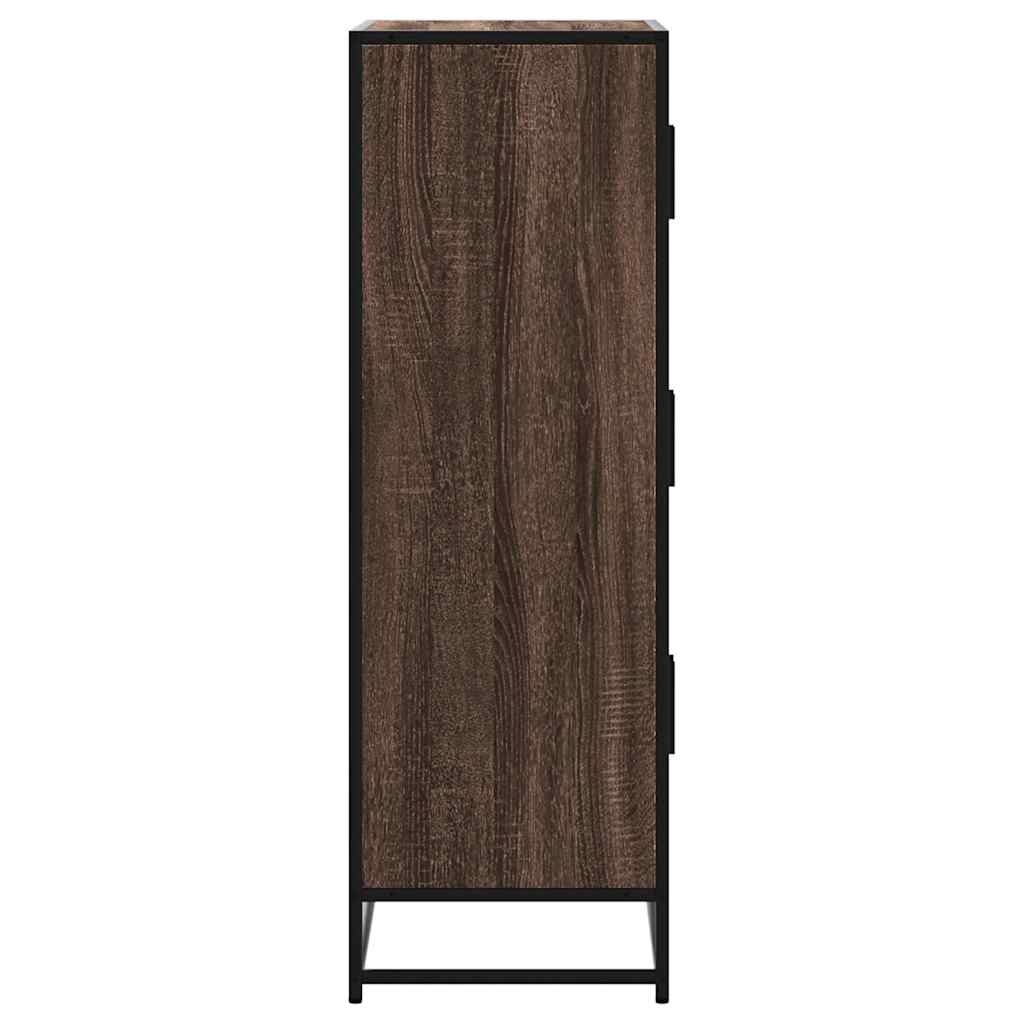 vidaXL Hoge kast 68x35x106,5cm bewerkt hout en metaal bruin eikenkleur
