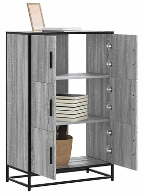 vidaXL Hoge kast 68x35x106,5 cm bewerkt hout en metaal grijs sonoma