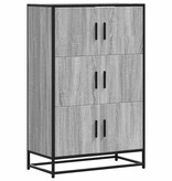 vidaXL Hoge kast 68x35x106,5 cm bewerkt hout en metaal grijs sonoma