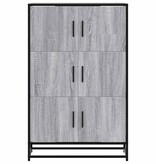 vidaXL Hoge kast 68x35x106,5 cm bewerkt hout en metaal grijs sonoma