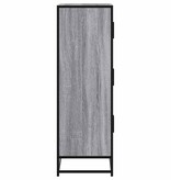 vidaXL Hoge kast 68x35x106,5 cm bewerkt hout en metaal grijs sonoma