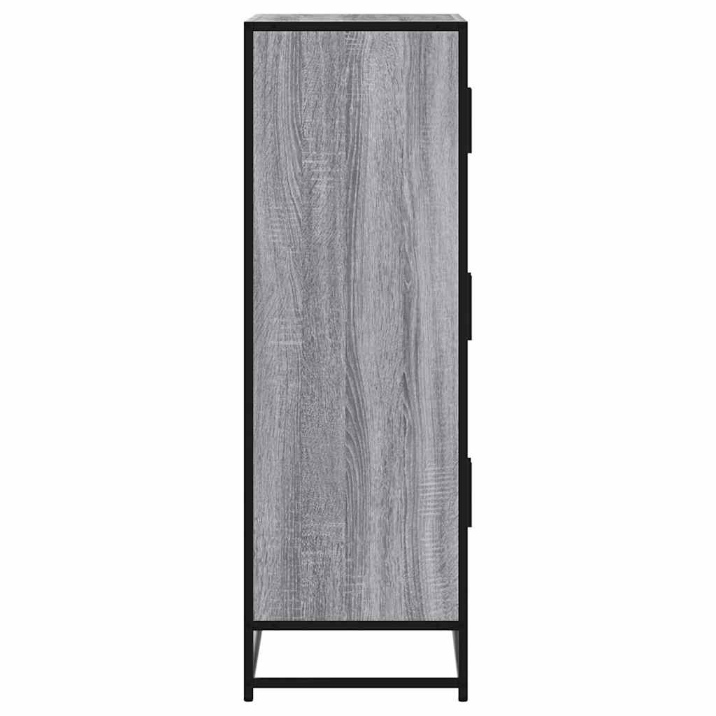 vidaXL Hoge kast 68x35x106,5 cm bewerkt hout en metaal grijs sonoma