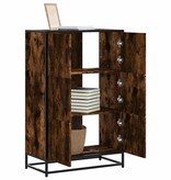 vidaXL Hoge kast 68x35x106,5 cm bewerkt hout en metaal gerookt eiken