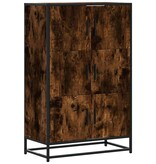 vidaXL Hoge kast 68x35x106,5 cm bewerkt hout en metaal gerookt eiken