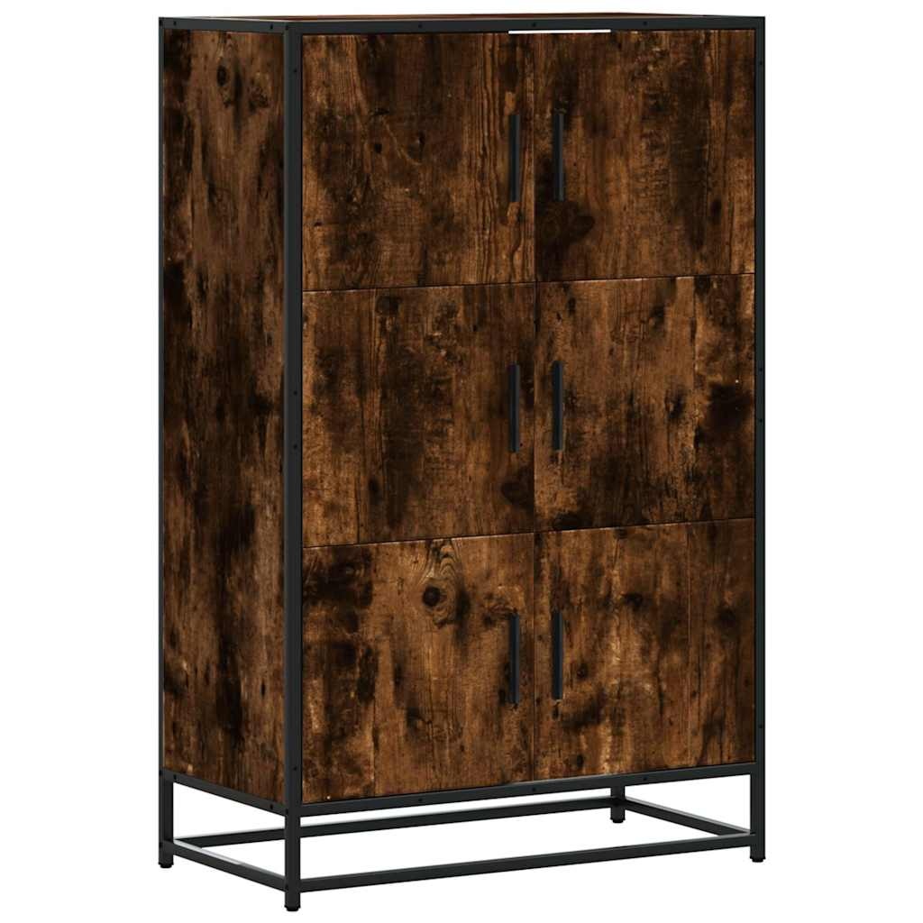 vidaXL Hoge kast 68x35x106,5 cm bewerkt hout en metaal gerookt eiken