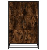 vidaXL Hoge kast 68x35x106,5 cm bewerkt hout en metaal gerookt eiken