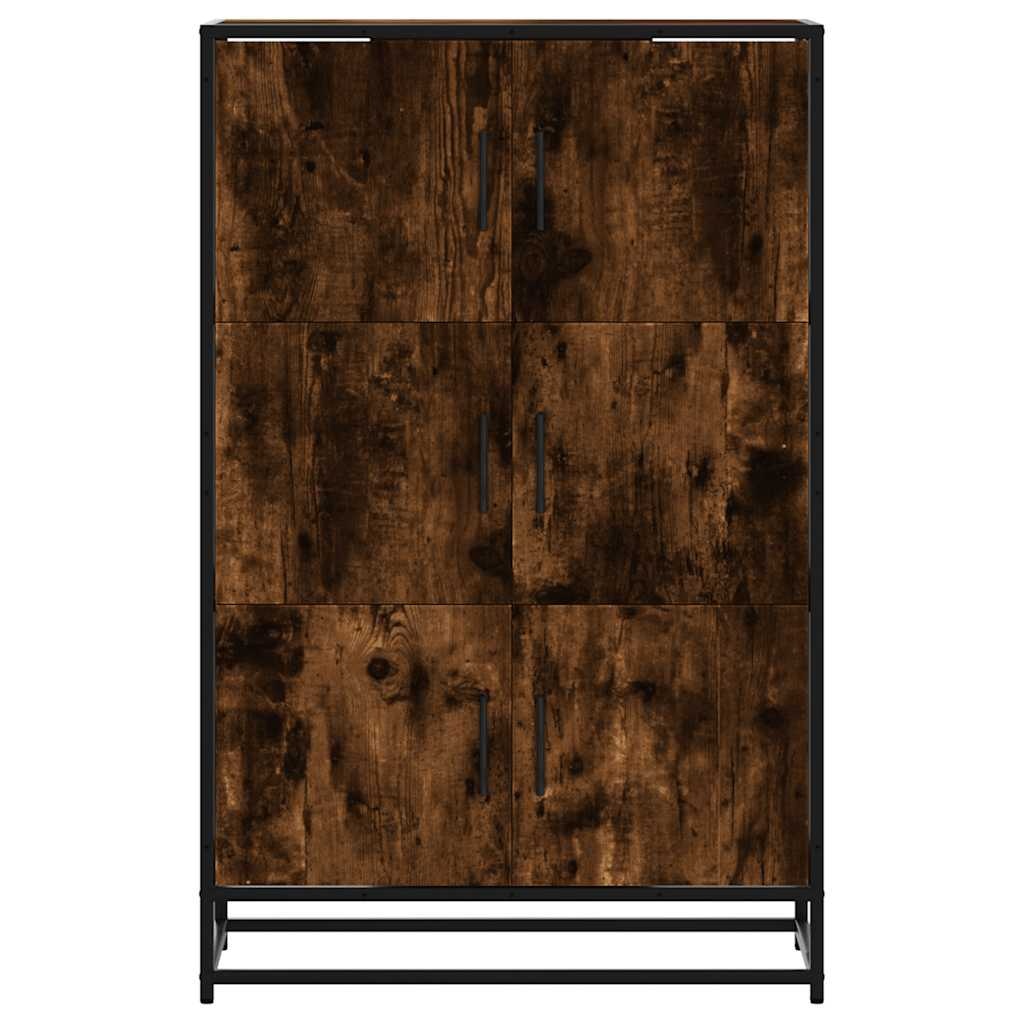 vidaXL Hoge kast 68x35x106,5 cm bewerkt hout en metaal gerookt eiken