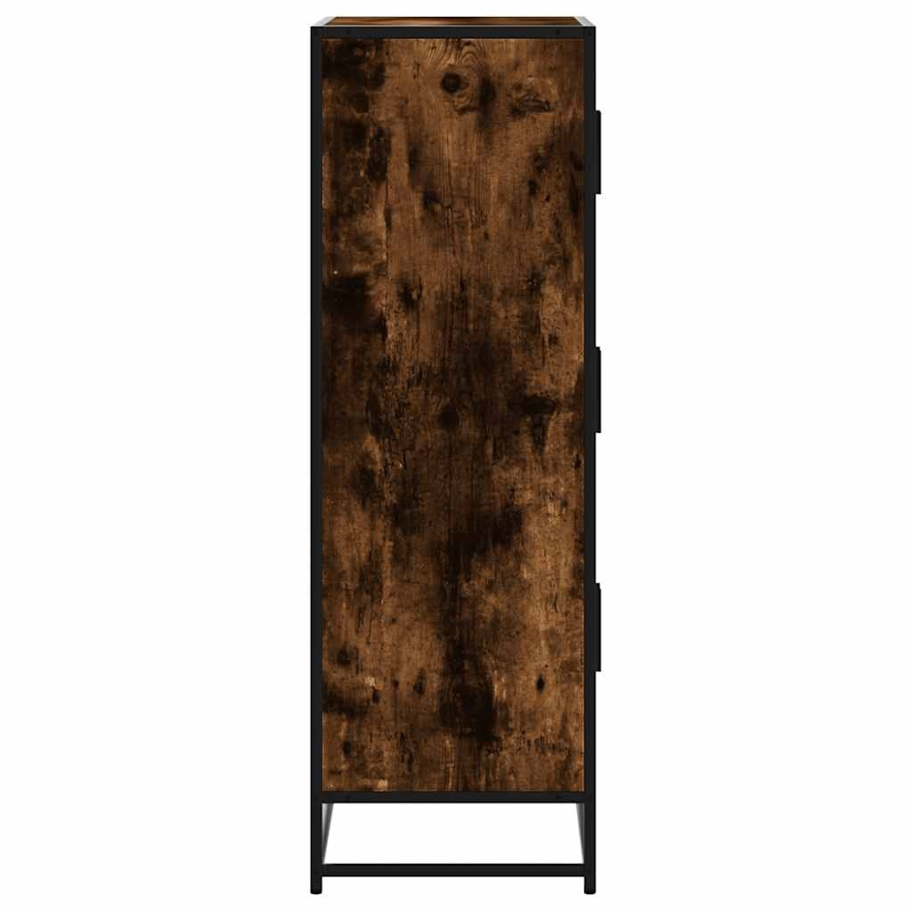 vidaXL Hoge kast 68x35x106,5 cm bewerkt hout en metaal gerookt eiken