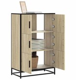 vidaXL Hoge kast 68x35x106,5 cm bewerkt hout en metaal sonoma eiken