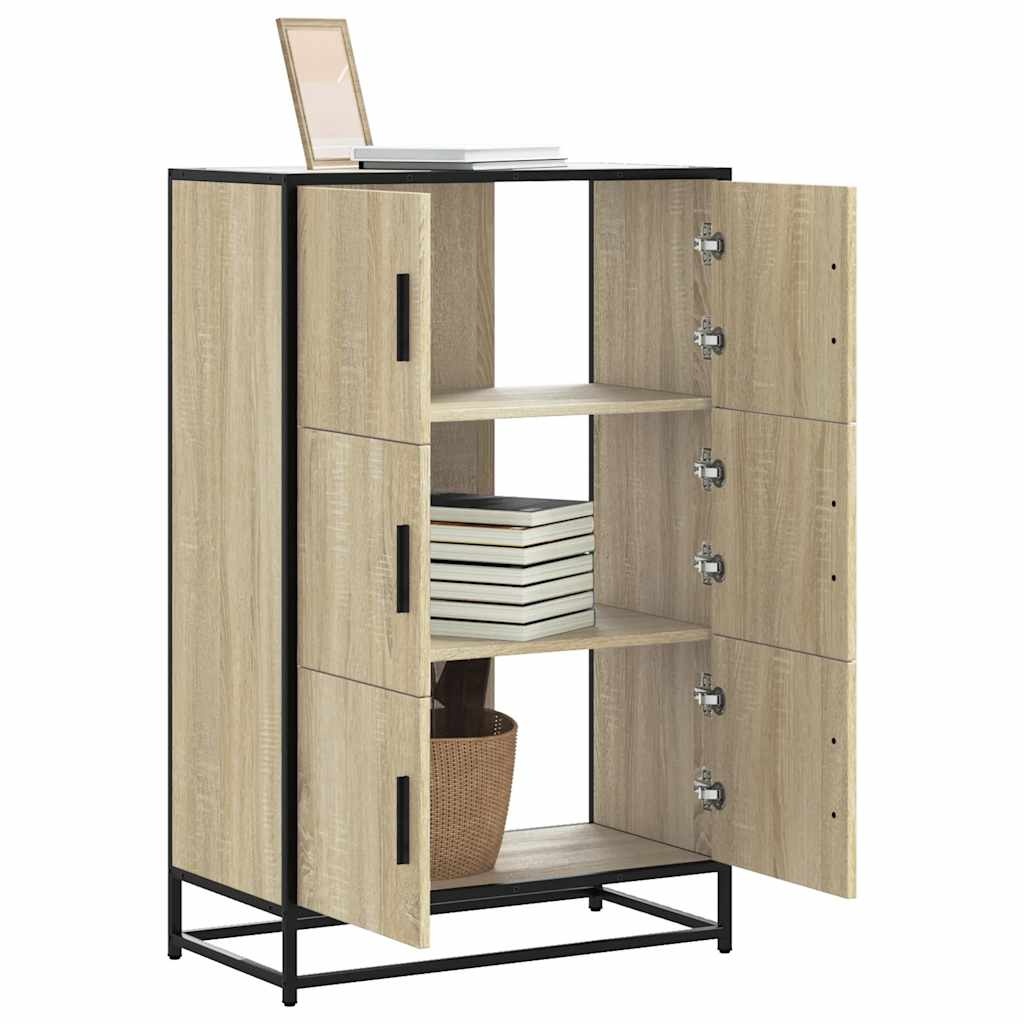 vidaXL Hoge kast 68x35x106,5 cm bewerkt hout en metaal sonoma eiken