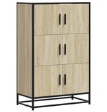 vidaXL Hoge kast 68x35x106,5 cm bewerkt hout en metaal sonoma eiken