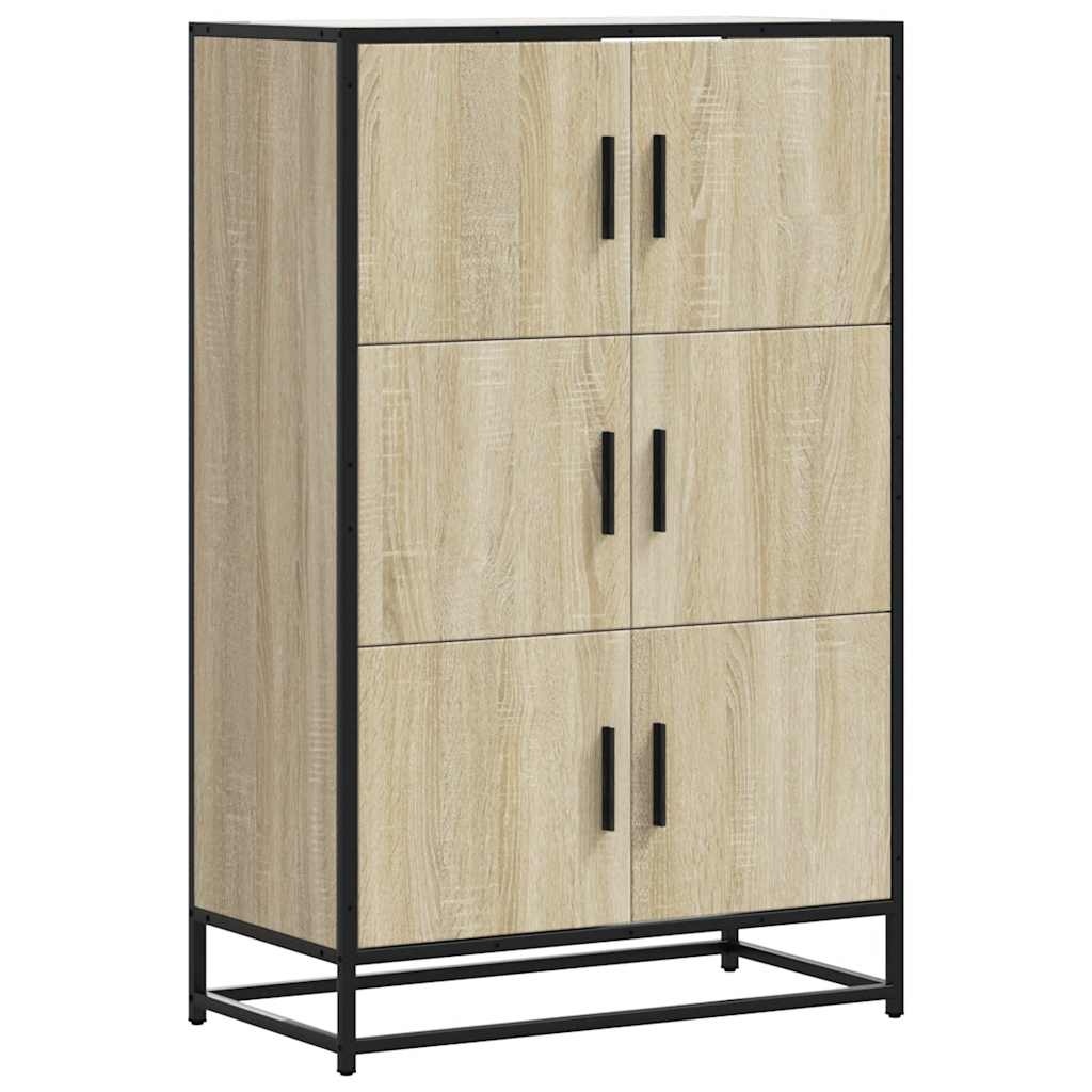 vidaXL Hoge kast 68x35x106,5 cm bewerkt hout en metaal sonoma eiken
