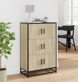 vidaXL Hoge kast 68x35x106,5 cm bewerkt hout en metaal sonoma eiken