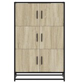 vidaXL Hoge kast 68x35x106,5 cm bewerkt hout en metaal sonoma eiken