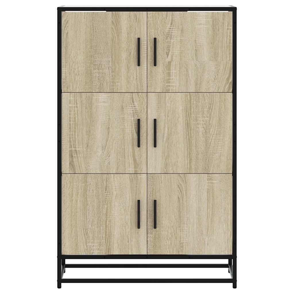 vidaXL Hoge kast 68x35x106,5 cm bewerkt hout en metaal sonoma eiken