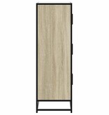 vidaXL Hoge kast 68x35x106,5 cm bewerkt hout en metaal sonoma eiken