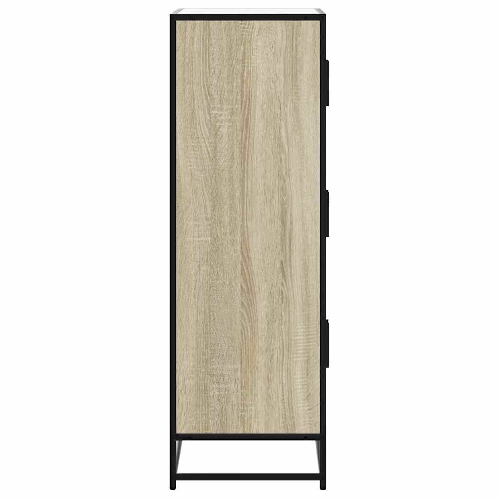 vidaXL Hoge kast 68x35x106,5 cm bewerkt hout en metaal sonoma eiken