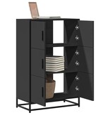vidaXL Hoge kast 68x35x106,5 cm bewerkt hout en metaal zwart