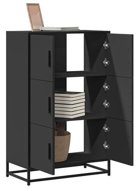 vidaXL Hoge kast 68x35x106,5 cm bewerkt hout en metaal zwart