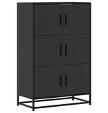 vidaXL Hoge kast 68x35x106,5 cm bewerkt hout en metaal zwart