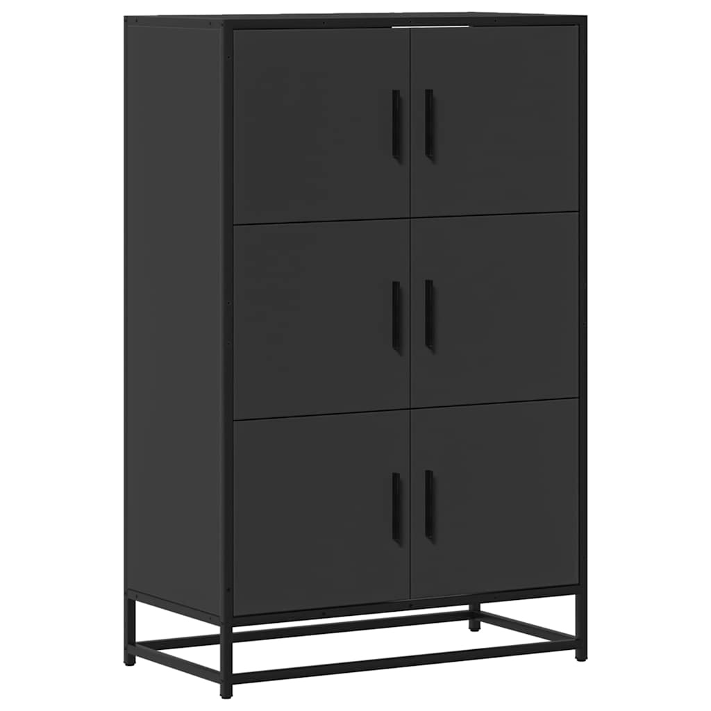 vidaXL Hoge kast 68x35x106,5 cm bewerkt hout en metaal zwart