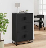 vidaXL Hoge kast 68x35x106,5 cm bewerkt hout en metaal zwart