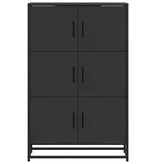 vidaXL Hoge kast 68x35x106,5 cm bewerkt hout en metaal zwart