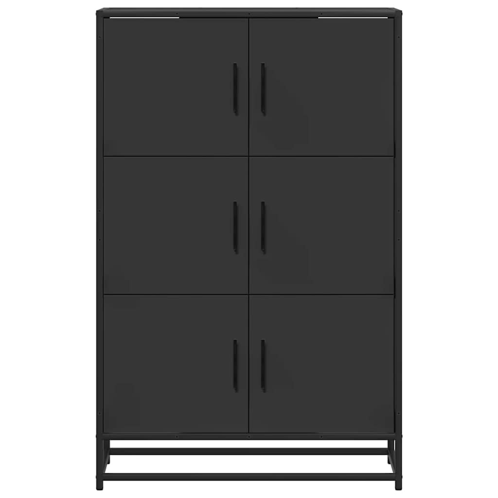 vidaXL Hoge kast 68x35x106,5 cm bewerkt hout en metaal zwart