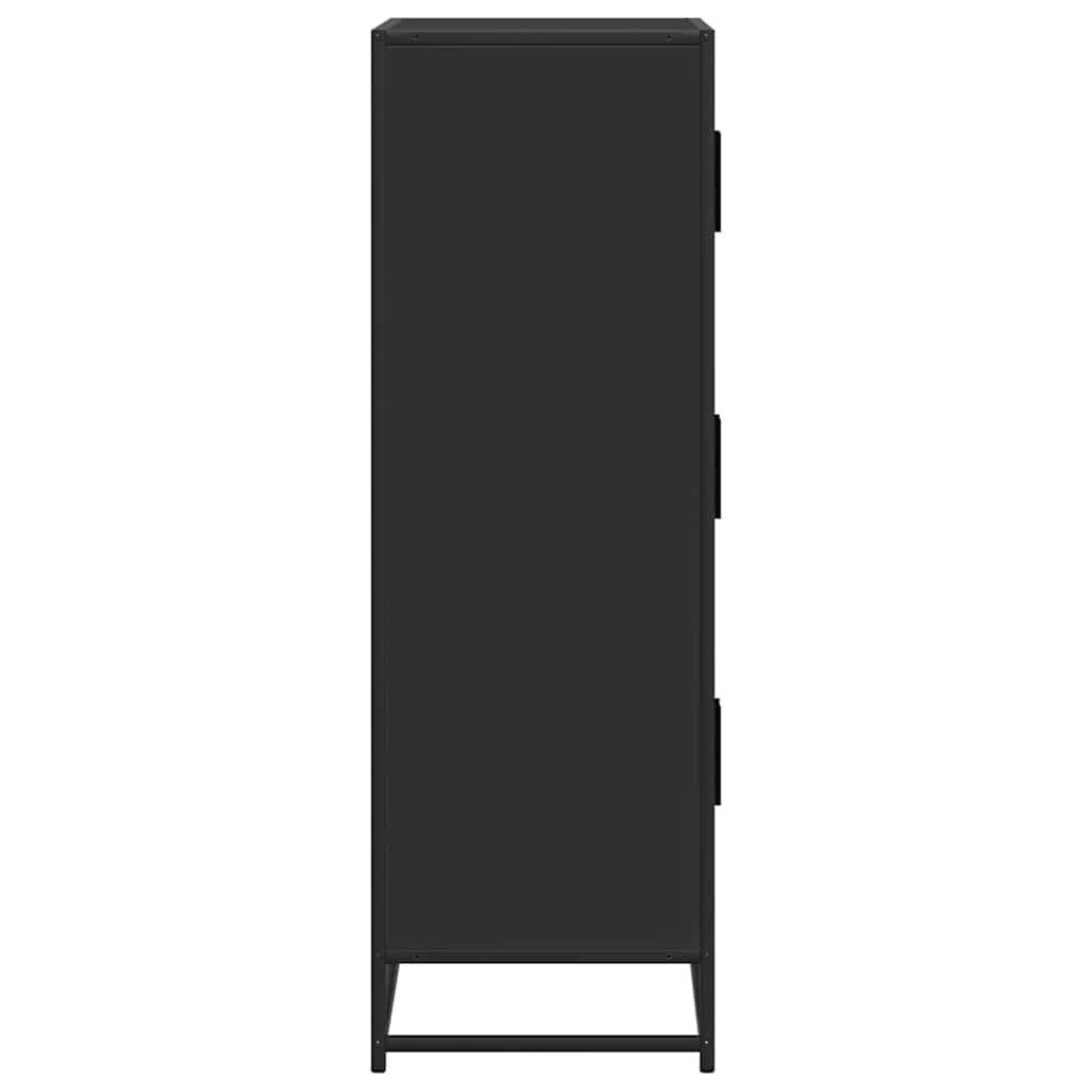 vidaXL Hoge kast 68x35x106,5 cm bewerkt hout en metaal zwart