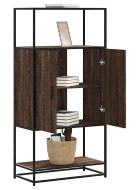 vidaXL Hoge kast 68x35x139 cm bewerkt hout en metaal bruin eikenkleur