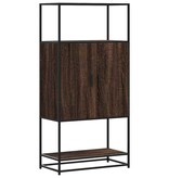 vidaXL Hoge kast 68x35x139 cm bewerkt hout en metaal bruin eikenkleur