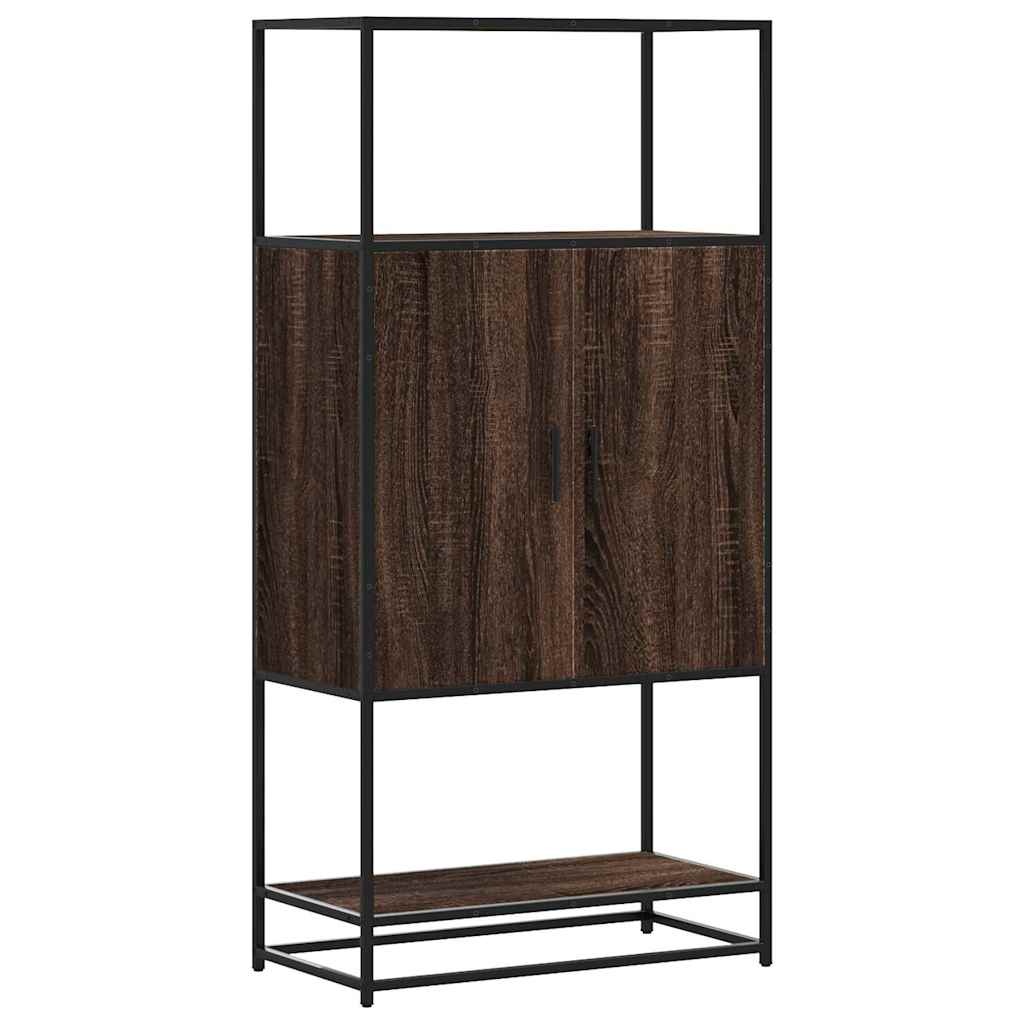 vidaXL Hoge kast 68x35x139 cm bewerkt hout en metaal bruin eikenkleur