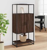 vidaXL Hoge kast 68x35x139 cm bewerkt hout en metaal bruin eikenkleur