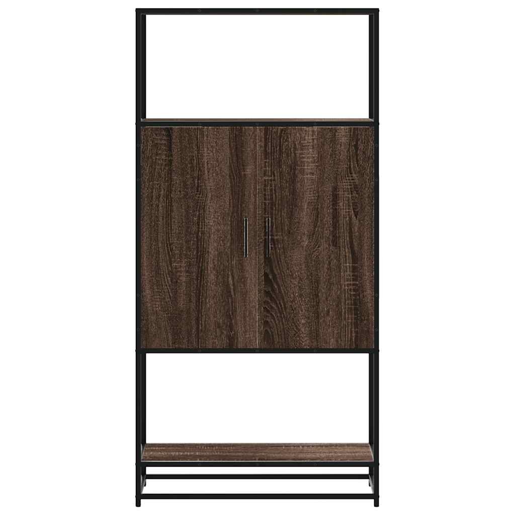 vidaXL Hoge kast 68x35x139 cm bewerkt hout en metaal bruin eikenkleur