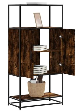 vidaXL Hoge kast 68x35x139cm bewerkt hout en metaal gerookt eikenkleur