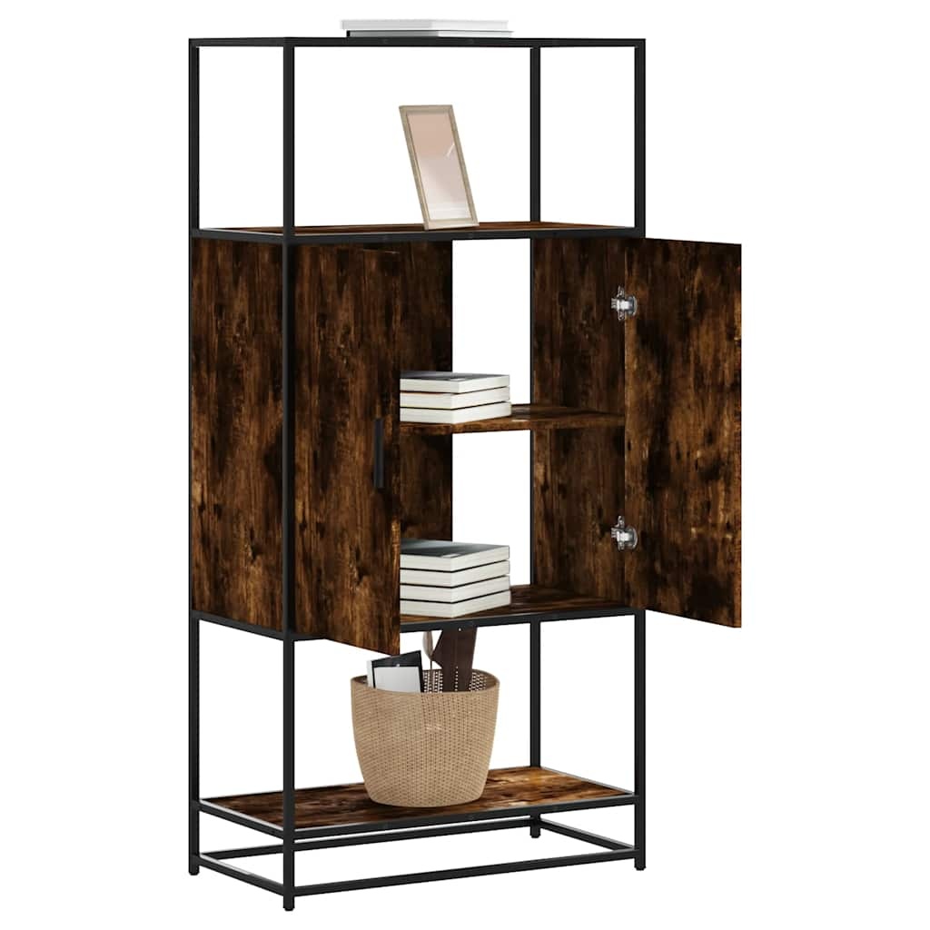 vidaXL Hoge kast 68x35x139cm bewerkt hout en metaal gerookt eikenkleur