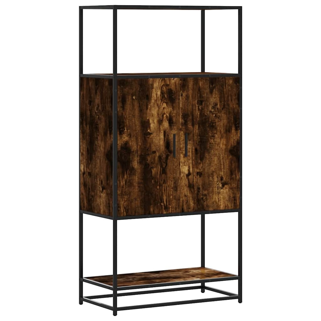 vidaXL Hoge kast 68x35x139cm bewerkt hout en metaal gerookt eikenkleur