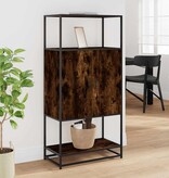 vidaXL Hoge kast 68x35x139cm bewerkt hout en metaal gerookt eikenkleur