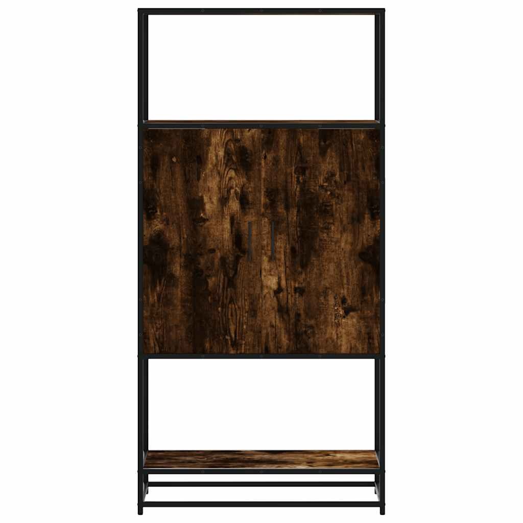 vidaXL Hoge kast 68x35x139cm bewerkt hout en metaal gerookt eikenkleur