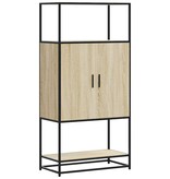 vidaXL Hoge kast 68x35x139 cm bewerkt hout en metaal sonoma eikenkleur